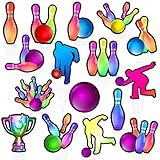 Bowling Cupcake Toppers Neon Bowling Birthday Party Decorations 48Pcs Colorful Bowling Party Cupcake Toppers Sports Bowling Ball Cake Decorations for Let's Strike Up Some Fun Baby Shower Supplies