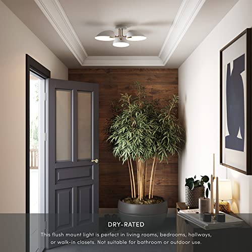Nathan James Argo Semi Mount Flush Ceiling Light, 3-Lights Modern Retro Lighting with White Rounded Shades for Hallway, Dining Room and Bedroom, Brass Gold/White by Nathan James - Image 5