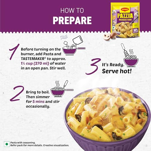 Image of Maggi PAZZTA Instant Pasta - Mushroom Penne, 68.5g Pouch