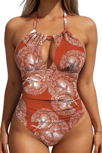 B2prity Women's One Piece Swimsuit Tummy Control Halter Bathing Suit