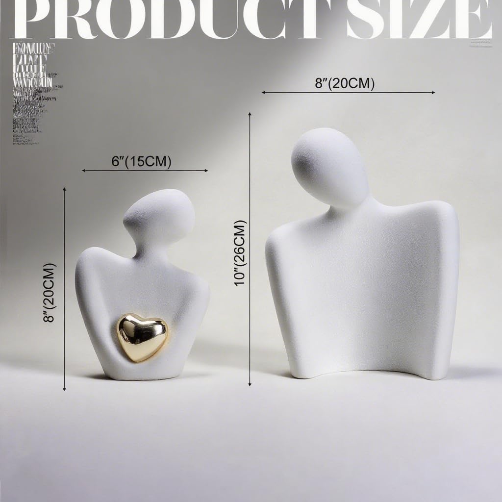 Modern Home Decor Lover Statues- 10'' Porcelain Sculptures for Shelf and Table Decor, Affectionate Couple Art Ceramic Sculpture- Romantic Figurine for Home, Bedroom, Livingroom, Office Decor - Image 4