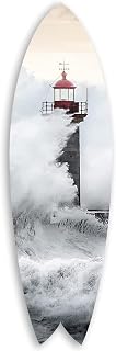 ATAAY , Decorative Surfboard, Wall Decoration, Aluminium Print, Decorative Surfboard, Brittany Lighthouse, 100 x 30 cm