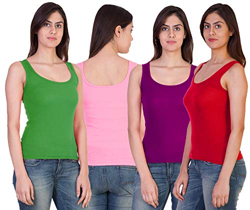 Image of Pack of 4 Premium Tank Top Vest Top Camisole Sando Spaghetti Inner Wear Camis for Women,Girls