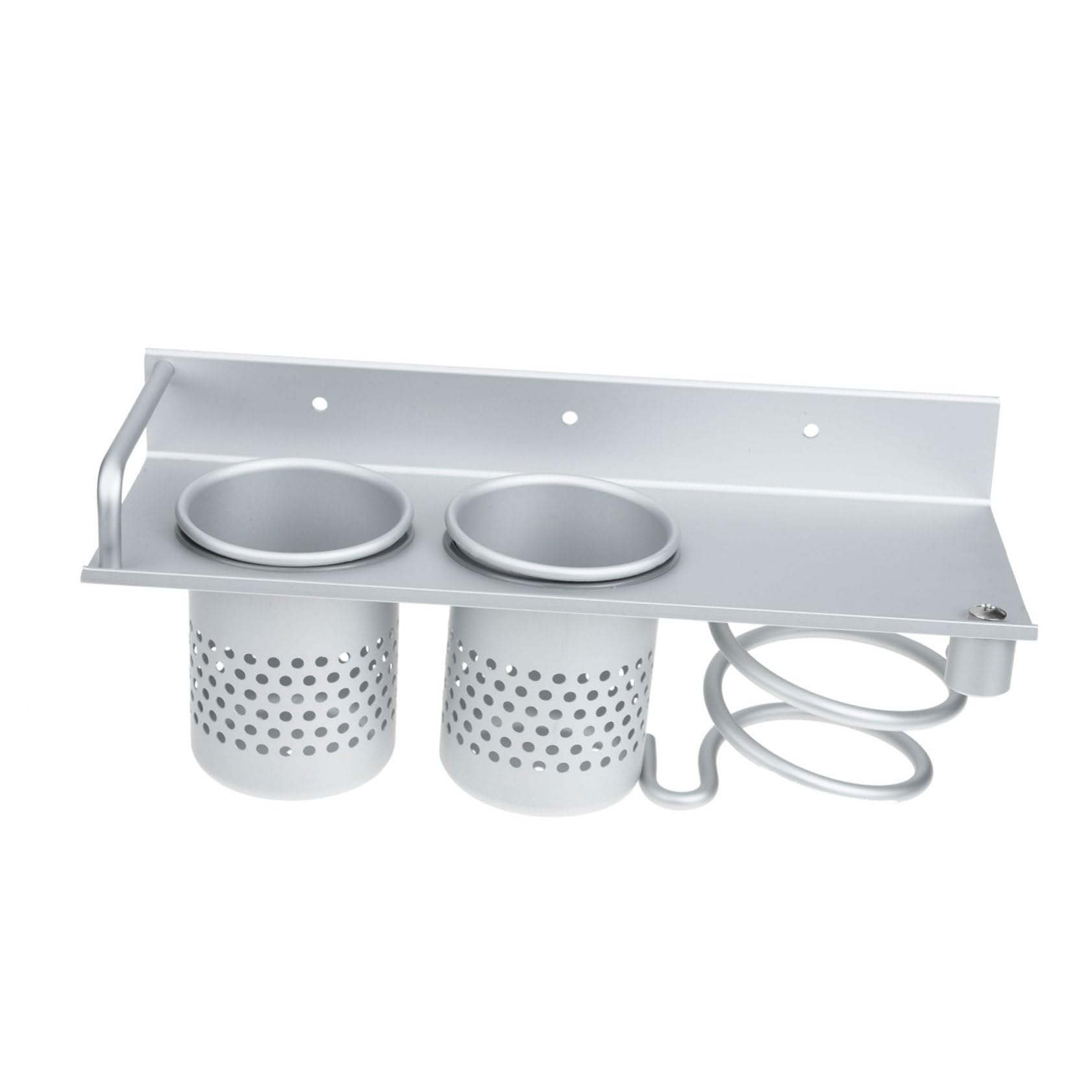 MAGICLULU Badezimmer Haartrockner Halterung Wandmontage Selbstklebend Silber Doppel Ablage Haartrocknerhalter Organizer für Haarstyling Geräte Badezimmer Aufbewahrung