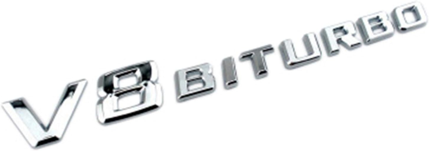 2 x V8 BITURBO logo emblem sticker side wings – left and right self-adhesive name plate for Mercedes-Benz AMG decoration modified