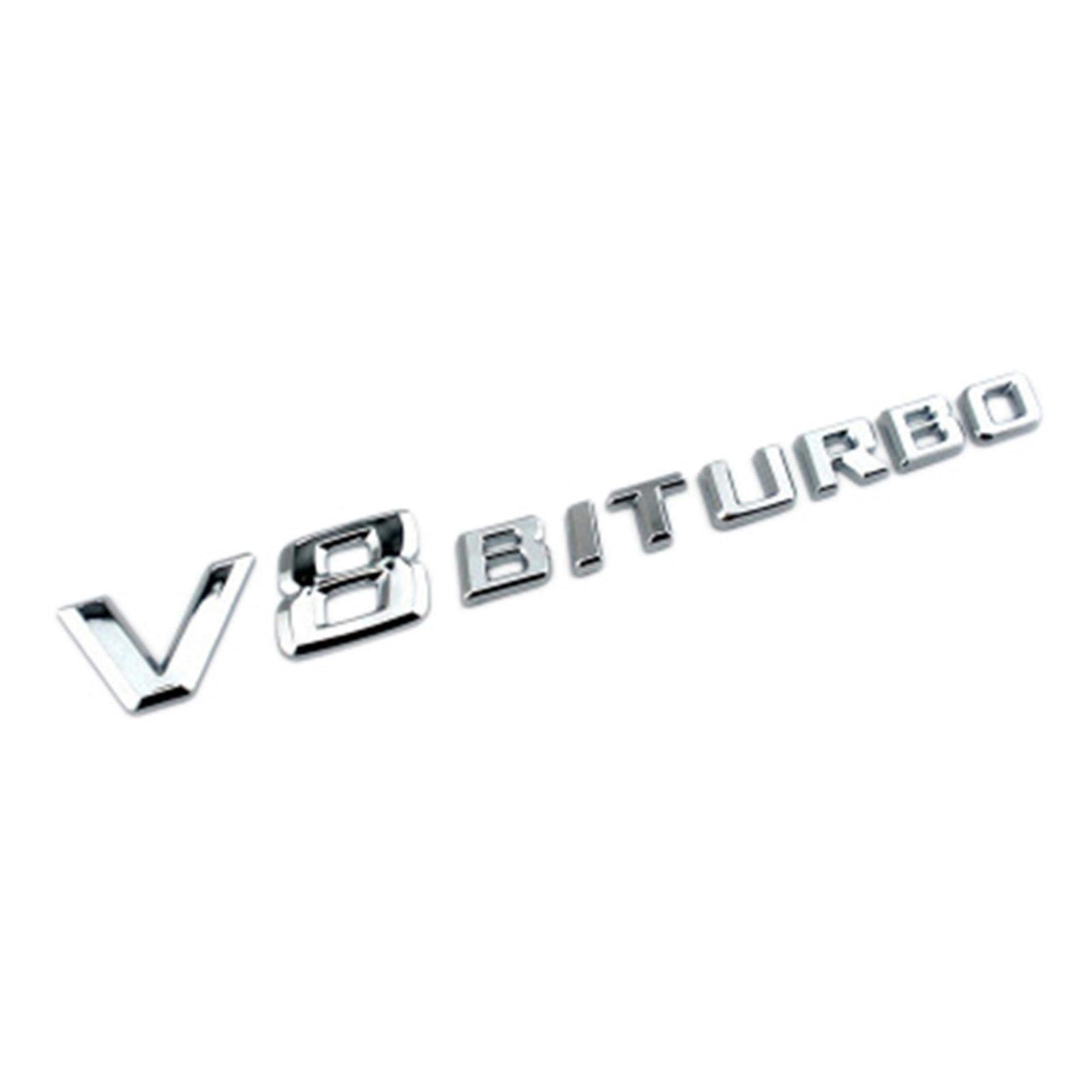 2 x V8 BITURBO logo emblem sticker side wings – left and right self-adhesive name plate for Mercedes-Benz AMG decoration modified