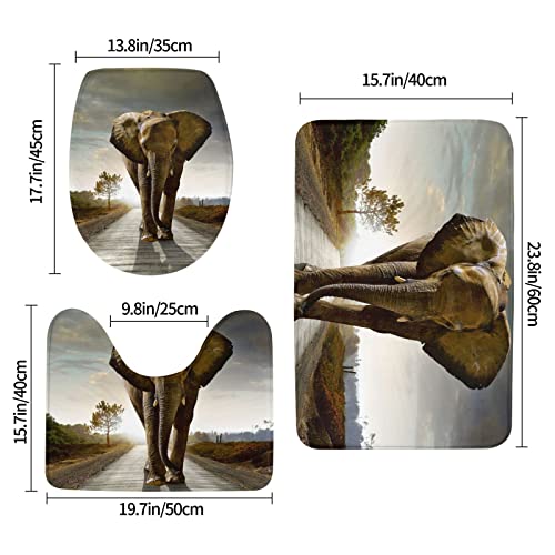 3D Elefant Badematte Set 3 Stück Badezimmer Anti-Rutsch Teppich Set für Badezimmer Küche Schlafzimmer – Bild 3