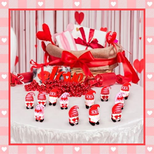 Teyva Daily 180 Pcs Mini Valentines Gnomes Figurines to Hide Small Red Love Heart Ornaments Decor Tiny Dwarf Gnomes Gifts for Women Anniversary Bride Show Wedding Decorations by Teyva Daily - Image 7