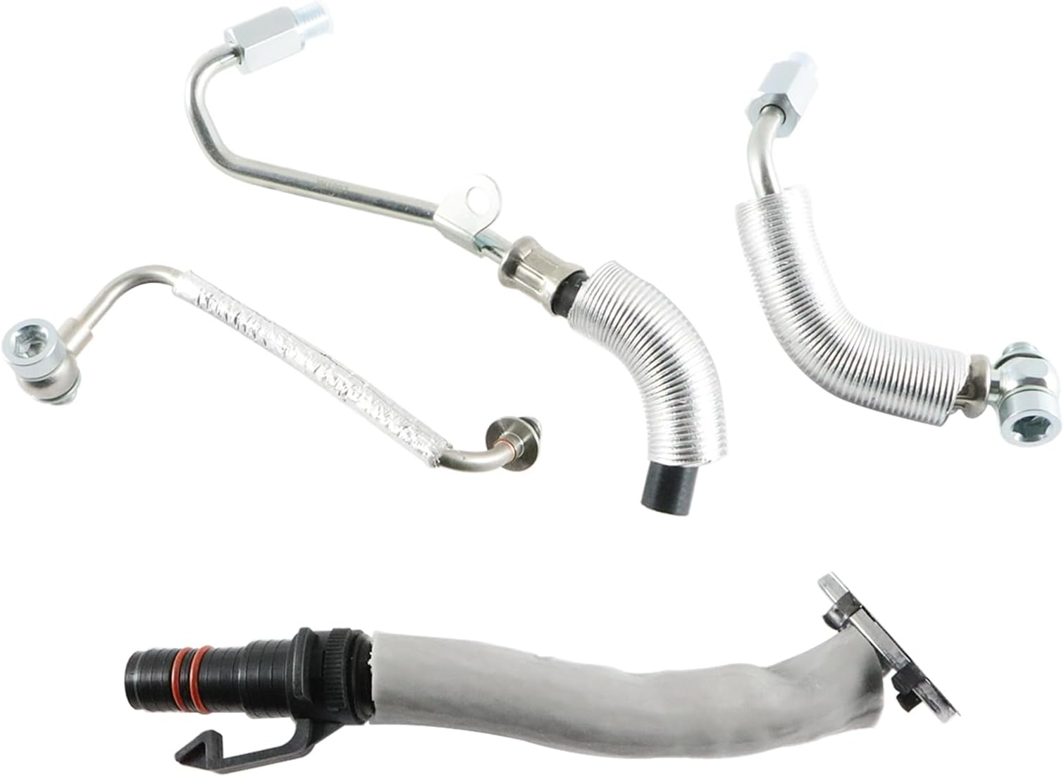 4PCS Turbo Oil Return Drain And Oil Feed Pipe Kit Compatible With Cruze Sonic Trax Encore 1.4L ; Replacement For 55587854,55592600,55567067,55568031