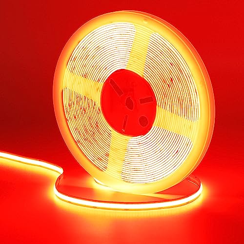 GOMING 24V 10M COB LED Strip Rood 384LED/M Uniforme Emissie Flexibel IP20 Niet Waterdicht LED Tape Zelfklevend voor DIY KTV Bar Decor(Voeding niet Inbegrepen)