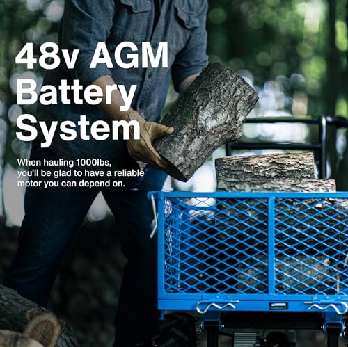 Landworks AGM Electric Utility Cart - 500W Lead-Acid Battery-Powered Power Wagon, 500 lbs Load Capacity & 1000 lbs Towing, Heavy-Duty Motorized for Garage, Warehouse, and Outdoor Use - Thumbnail 3