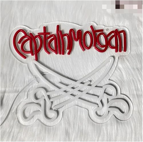 Enseigne néon Captain Morgan et veilleuse blanche double face pour bar