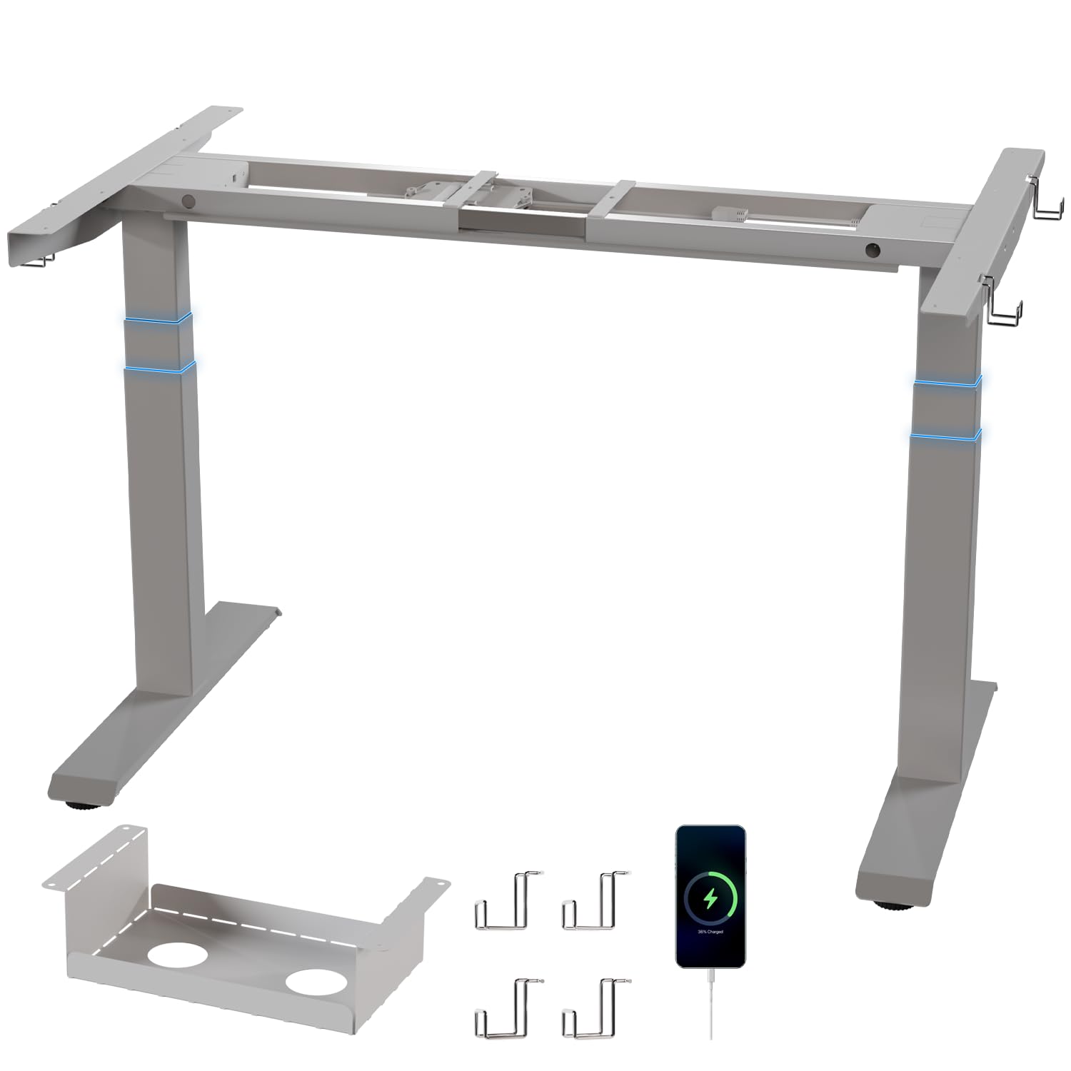 Homall G-23 PRO Höhenverstellbarer Tisch Gestell mit 2 Motoren,Elektrisch Tischgestell Belastbar bis 130KG, 3-Fach-Teleskop, Tischgestell mit Memory Steuerung, Kollisionschutz- und Erinnerungsfunktion