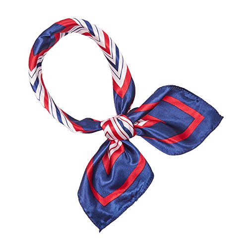 Quadratischer Damen-Schal, elegantes Halstuch, Satin Mehrzweck blau marineblau rot weiß 50 cm x 50 cm Cover
