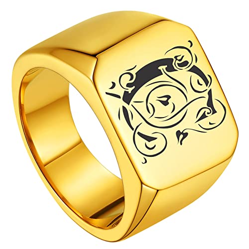 ChainsHouse Screw Band Biker Ring for Men Women, Black Metal/18K Gold Plated Stainless Steel Jewelry Hexagon Geometric Ring, Size 7-14(with Gift Box) a-Steel 7