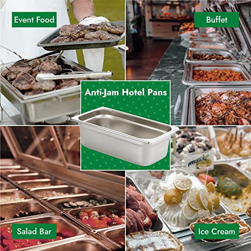 Hecmac 32001310210 6 Pack Anti-Jam Hotel Pans, 1/3 Size 4 Inch Deep, Commercial Stainless Steel Chafing Steam Table Pan thumb #5