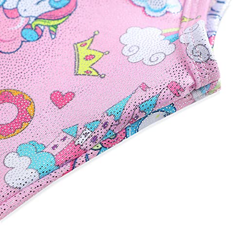 Image of HOZIY Gymnastics Leotards for Girls with Shorts Toddlers Biketards Rainbow Unicorn Dinosaur Mermaid Leopard Flower Galaxy