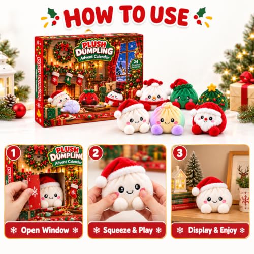 Christmas Plush Dumpling Advent Calendar 2026, 24 Days Countdown Calendar, Festive Holiday Gift Adults - image 7
