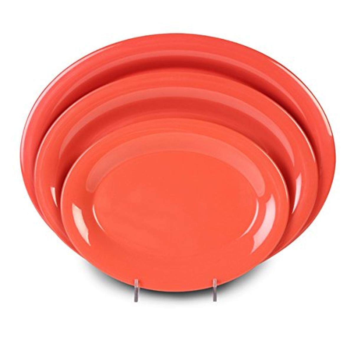 Mile Stone Oval Platter by Yanco – Large, Melamine, Orange Red, Pack of 12, Model MS-213RD