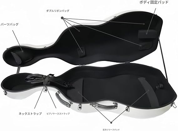Amazon.co.jp: Minogo 4/4 チェロケース ハードシェルバッグ ダブル