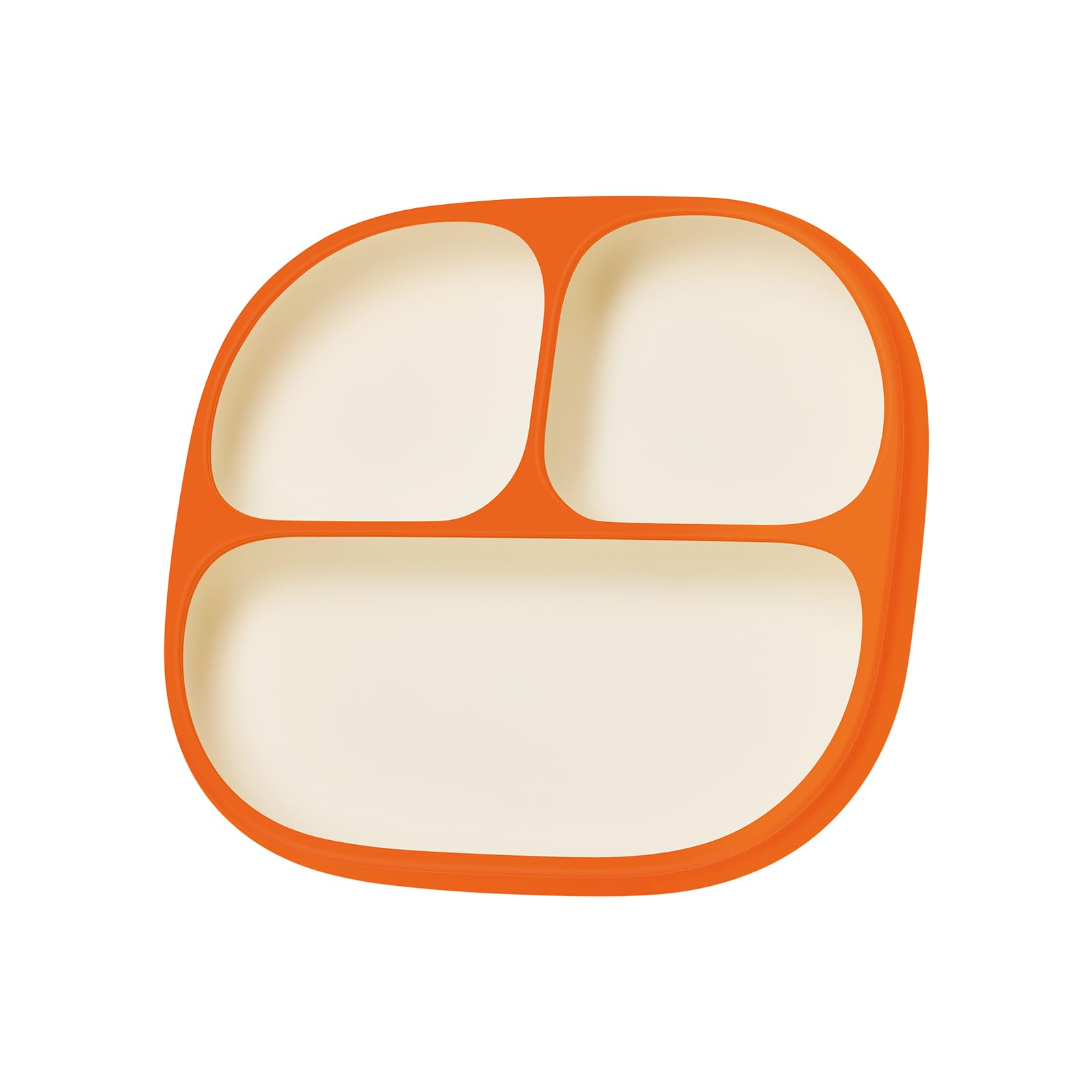 thyseed Toddler Plates Food Grade Silicone Baby Plate 3 Compartments Dishes 6+ Months 1 Pack Orange