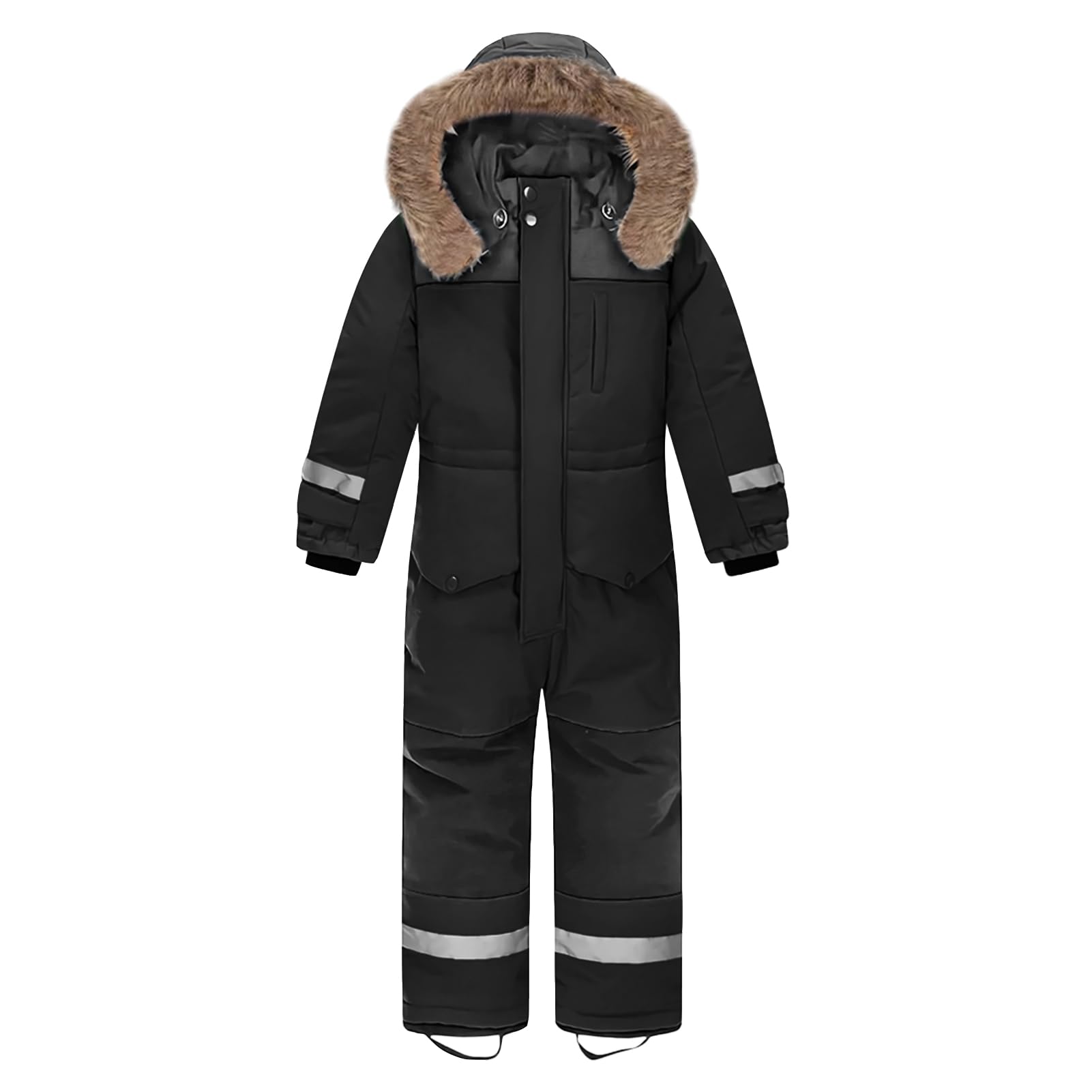 Kinder Skianzug Jungen mit Kapuze Winddichte Wasserdichte Schneeoverall Mädchen Warmer Schneeanzug Dickere Skioverall mit Reflektierenden Streifen