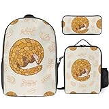 Hibernating Pangolins Backpack Set for Womens Mens Laptop Daypack Lunch Tote Meal Container Pencil Holder Pen Box