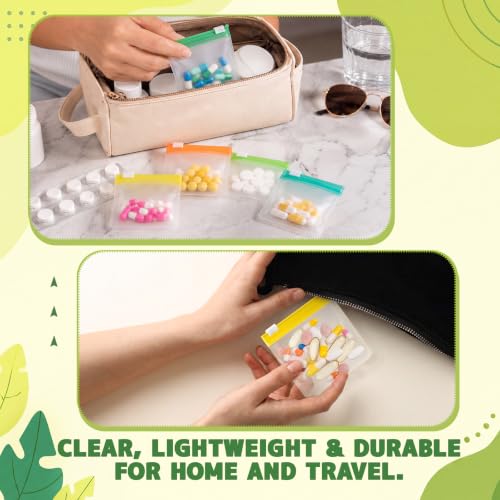Image of Sherr 3 x 3 Inch Yellow Green Blank Style 35 Pcs Pill Pouch Bags