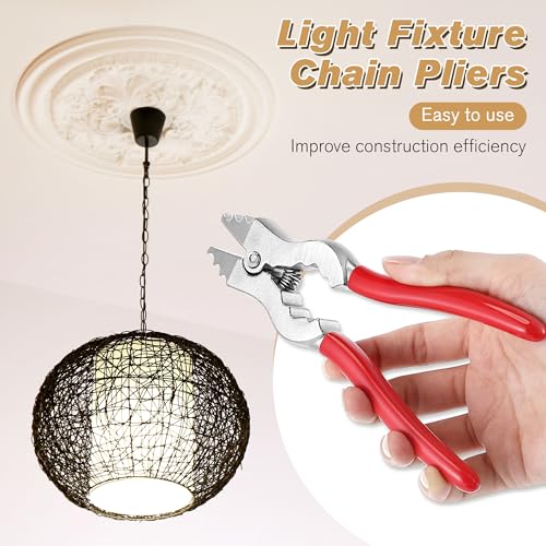 Image of 2 Pcs Chain Pliers, 7 Inch Fixture Link Pliers, Malleable Iron Chain Pincers, Opener Closer Remover Pincers, Light Link Tool with Rubber Grip for Chandelier Shackle Light Fixture Accessories, Red