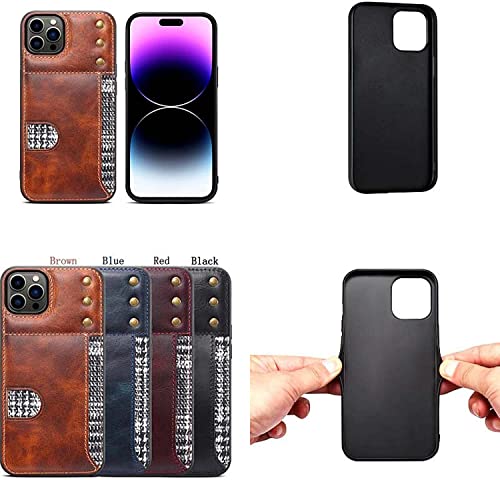 Coque iPhone 14 en cuir de vache rouge avec porte-cartes intégré de 6,1 pouces - 3