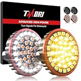 TMORI Upgraded 1157 Motorcycle Front LED Turn Signals: 2 Inch Front Bullet Turn Signals with 2 Smoke Lens Covers Fit for Har-leyDavidson Touring, Sportster, Dyna & Softail 2001–2021 (White&Amber)