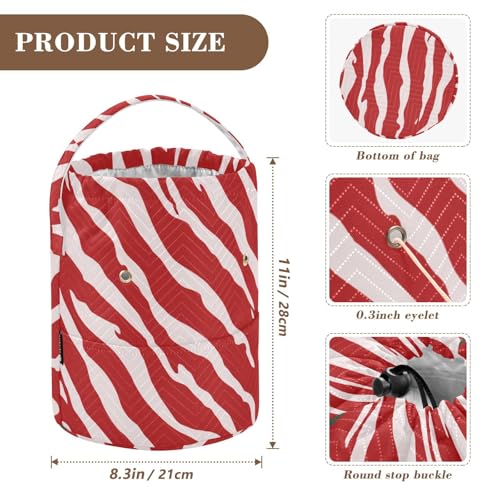 Image of Tatenale Crochet Bag Yarn Bag Knitting Project Bag with Pockets and Handle Portable Yarn Storage Organizer Tangle Free 8.3x11 InchRed Zebra Print44