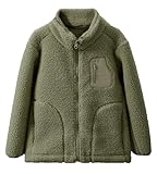 Maeau Jungen Fleecemantel Fleece Sport Jacke Warme Bequem Kleinkind Mädchen 14 15 Jahre Fleecejacke Winter Dicke für Unisex Kinder Winterjacke mit Reißverschluss Flauschig Mantel Outdoor Langarm Grün