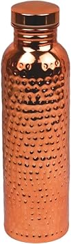 Copper Water Bottle, Pure Copper Hammered Finish Water Bottle with Lid and Cup Brush, Leak Proof for Sports, Fitness, Yoga, 800ml Pack of 1