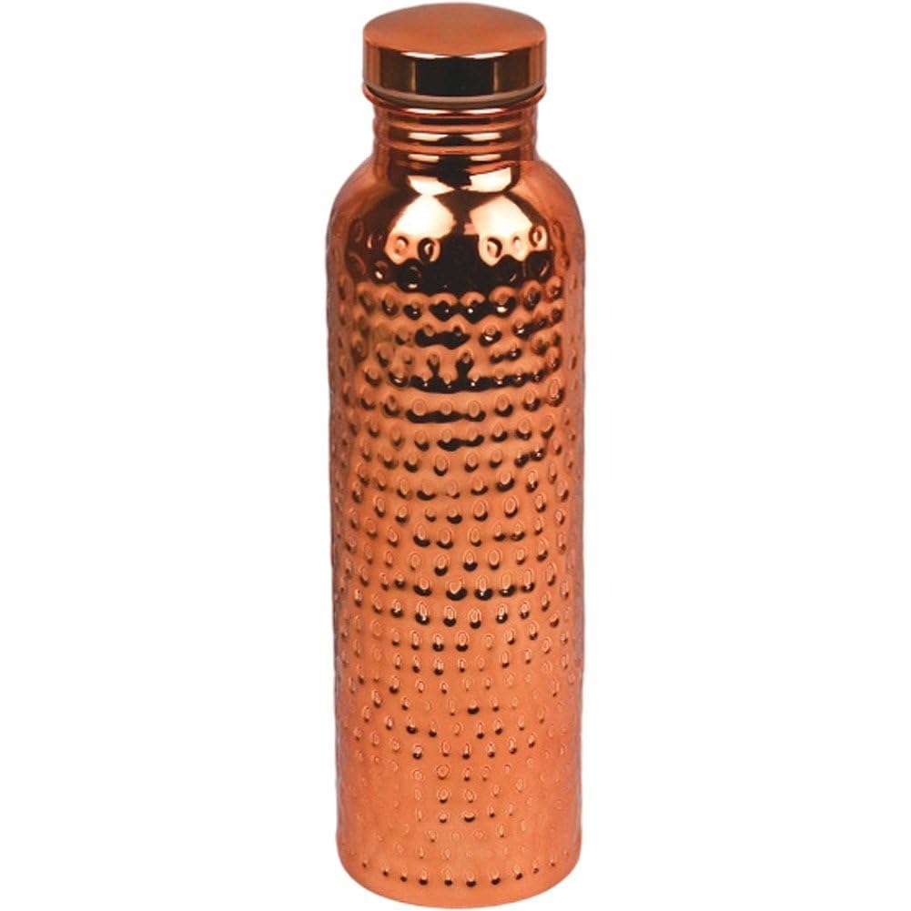 Ymxygz Copper Water Bottle Pure Copper Bottle with Lid and Cup Brush Leak Proof Hammered Drinking Bottle for Sport Fitness and Yoga 800ml