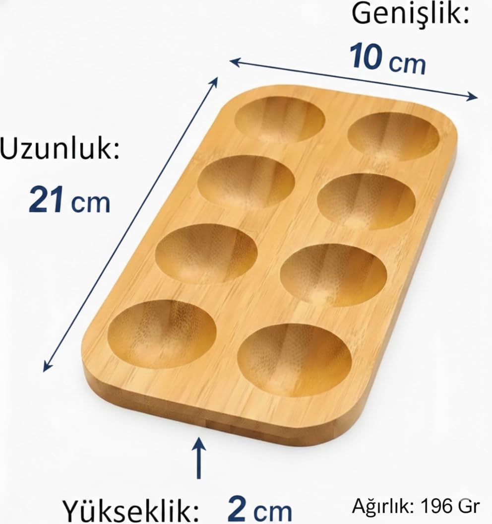 Bambu Yumurtalık 8 Gözlü, Suya Dayanıklı Pürüzsüz Yumurta Standı, Tezgah ve Dolap Kullanımı (2)