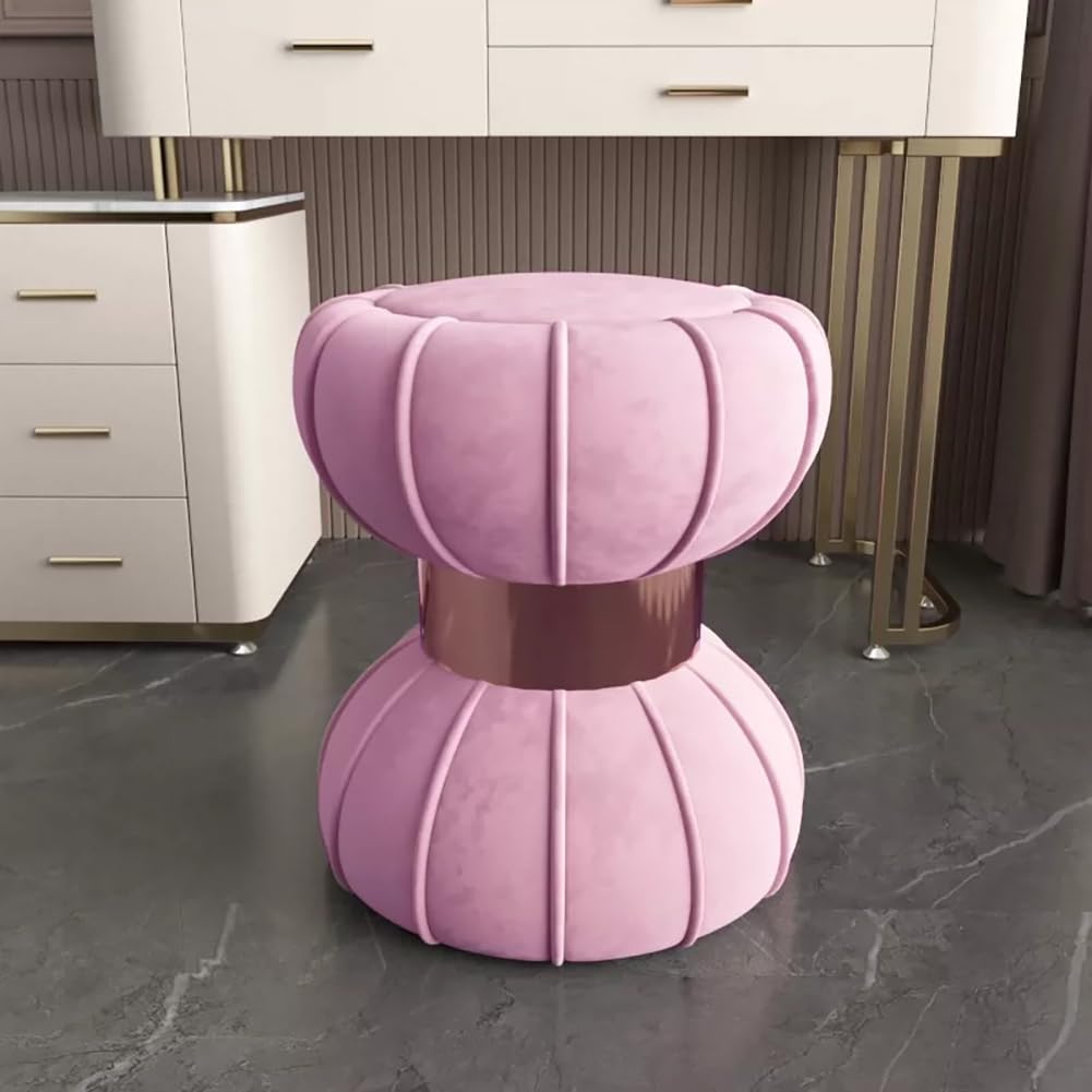 Table basse ronde style européen en velours rose, tabouret de jardin haut de gamme