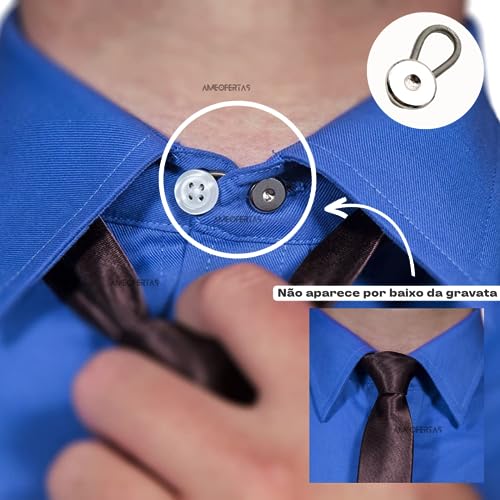 Kit 3 Botão extensor Ajustador Adaptável de Camisa Social Colarinho Manga Confortável