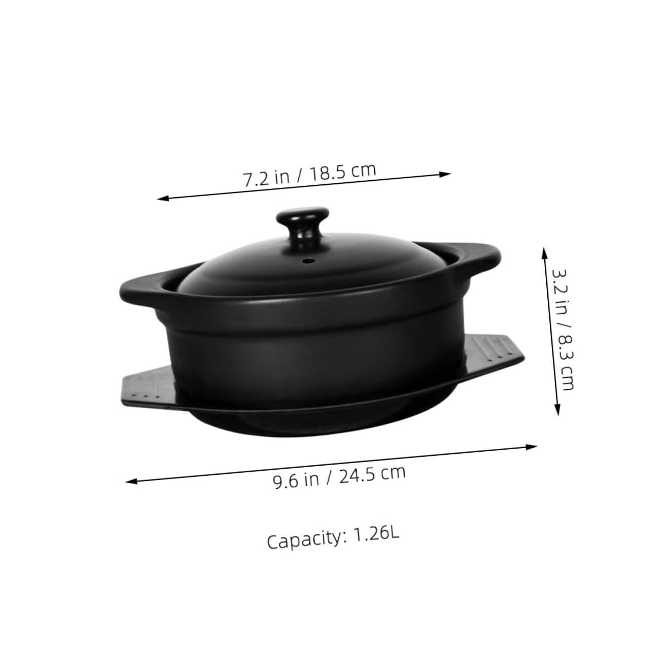 Keramik Schmortopf 1, 26 L Schwarz Hitzebeständig für Küche | Multifunktional, Haushaltsauflauf, 1, 26 L Volumen, Geeignet für Restaurant Kochtopf