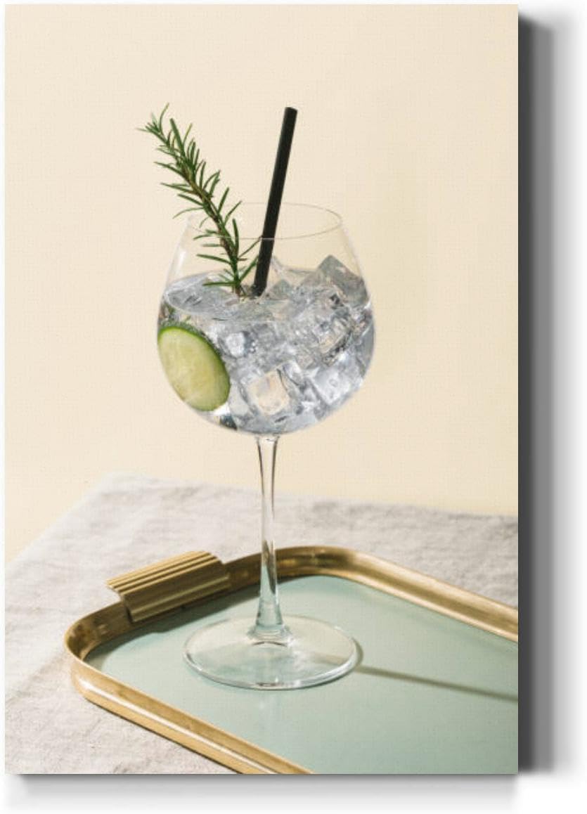 Large Wall Art Decor Gin Tonic cocktail Vertical Pictures Framed Canvas Wall Art for Living Room Bedroom Bathroom Artwork Paintings Kitchen 36x24