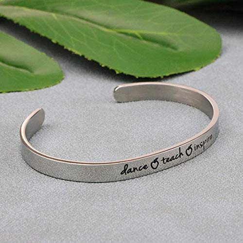 Memgift Dance Teach Inspire Cuff Bracelet Motivational Gift Jewelry For Women Dancer Teachers Appreciation Gifts For Her #TOP1