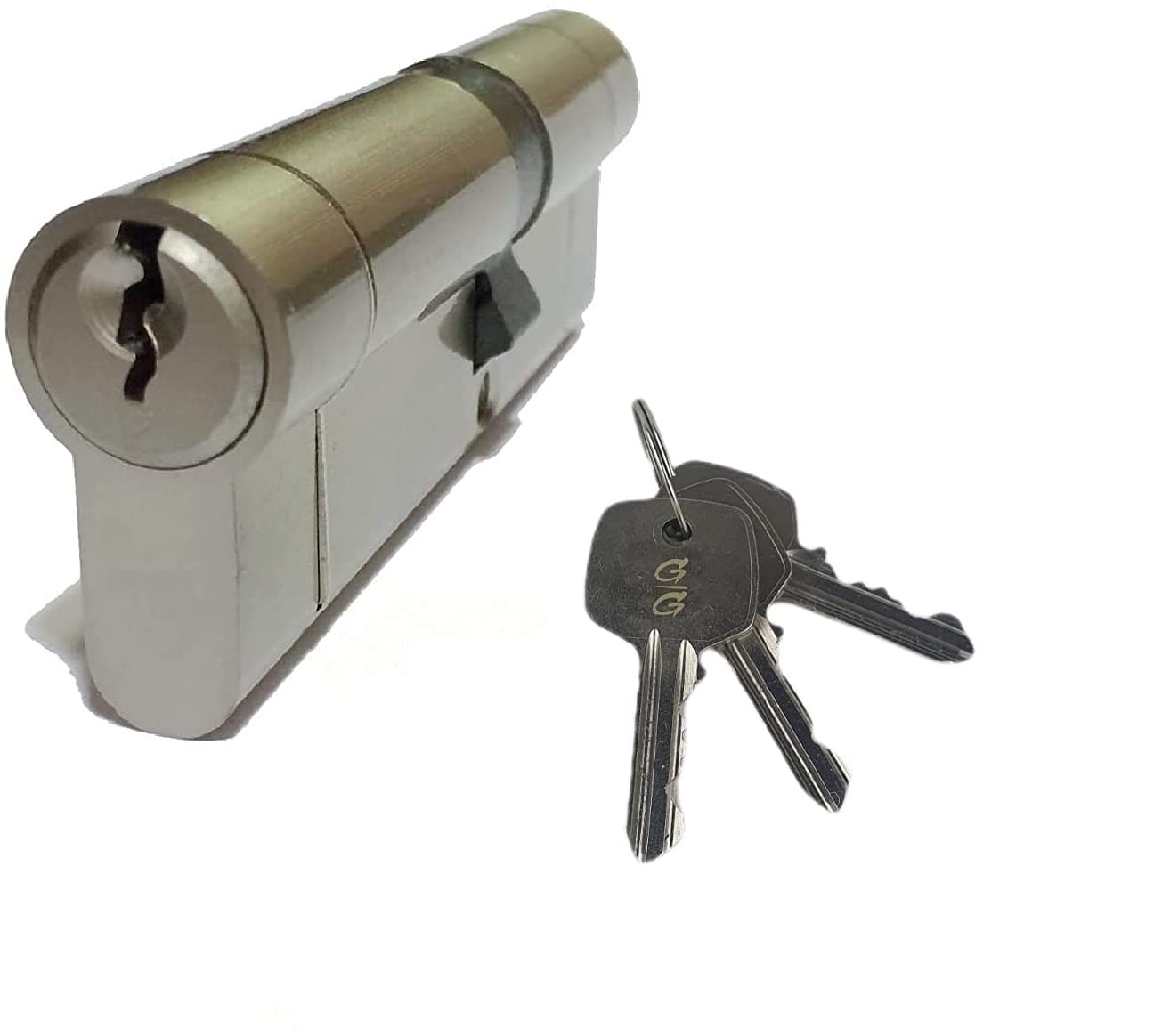 Golden Grace 1 Set Euro Cylinder Door Key Hole Lock Satin Nickel Finish With 3 Keys60mm from B&Q