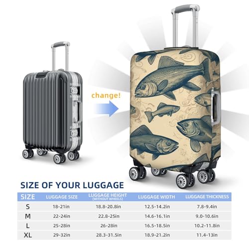 Elastic Travel Luggage Cover for Suitcase Tsa Approved Stretch Scratch-Resistant Suitcase Protector Cover Washable Vintage Different Fish Baggage Covers Fits 18-32 Inch Luggage Case2