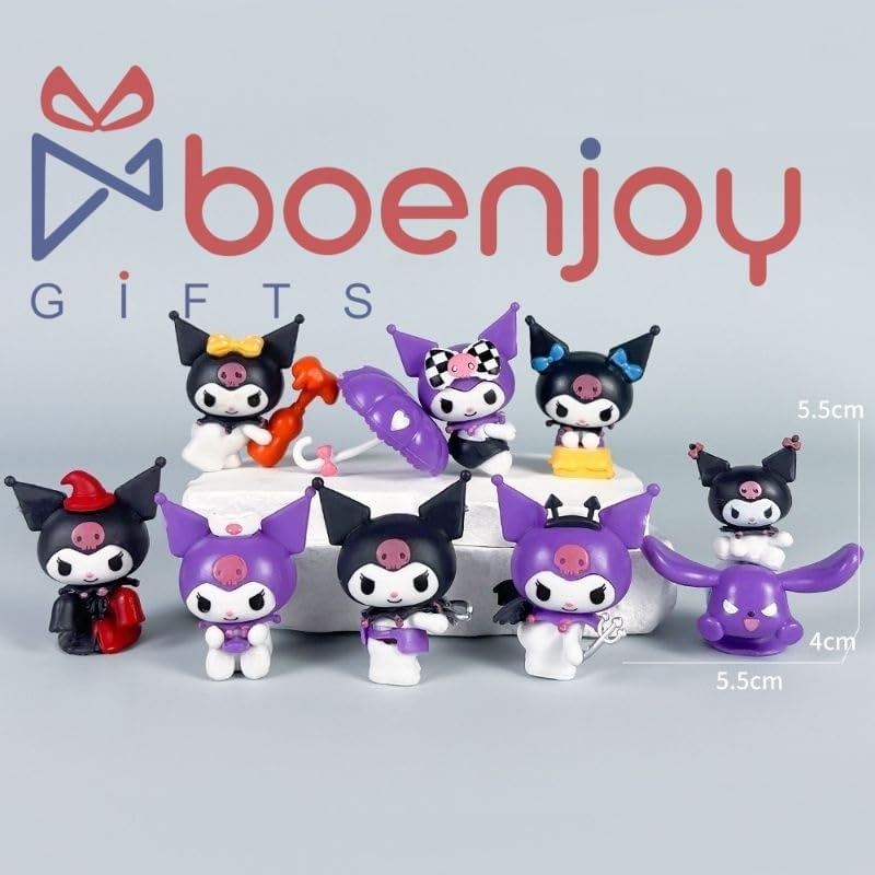 Image of Gifts- Hello Kitty Kuromi Action Figure Toys for Dashboard, Study Table, Office Desk Decoration - Gift for Fans and Collectors| Multicolor 8 pcs