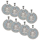 GLEAVI Colgantes Metálicos Redondos para Bolso y Coche 8 Piezas Aleación de Zinc Diseño Vintage Incrustaciones de Gemas Color Azul Lago Adornos Decorativos Elegantes para Llaveros y