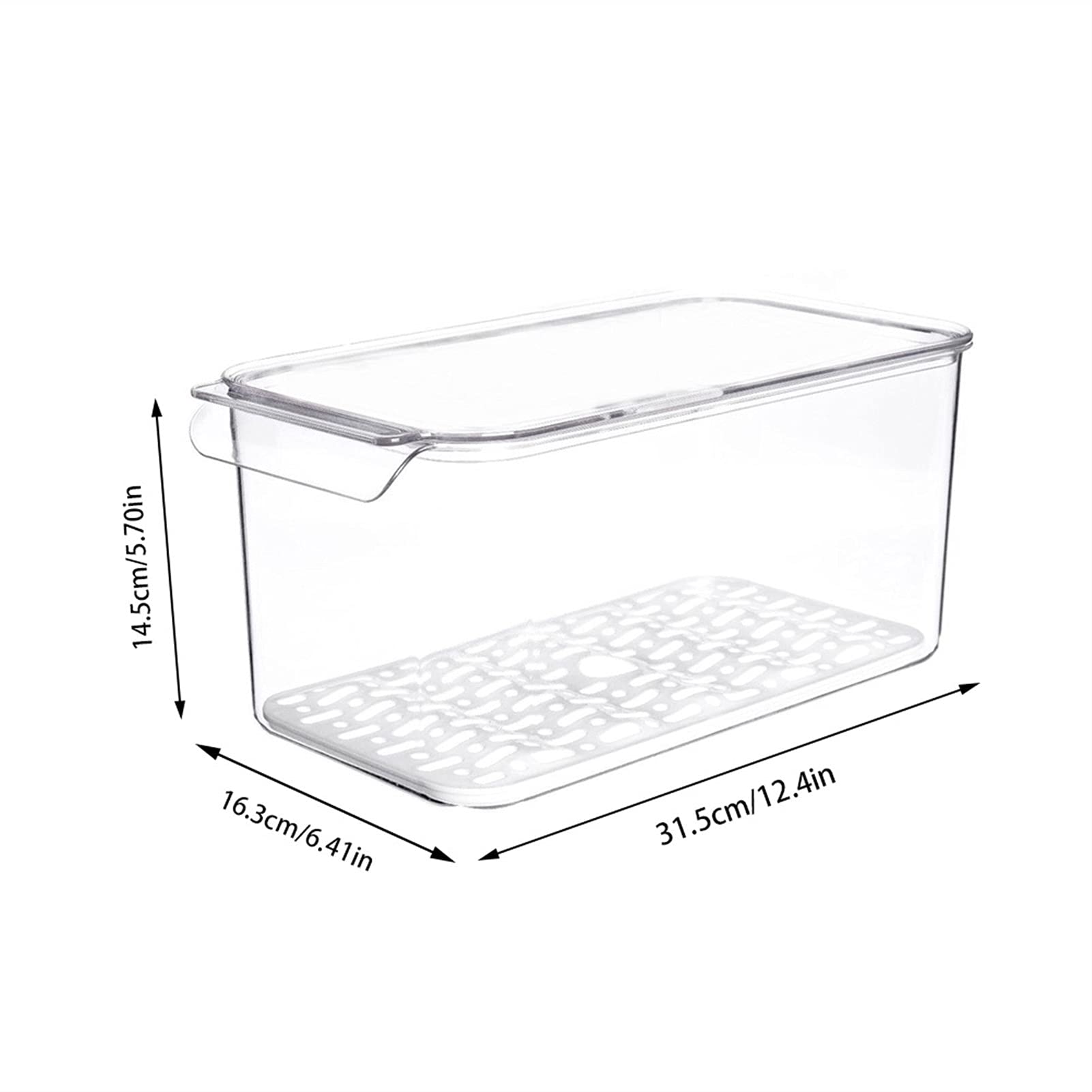 Dispensador de comida de cocina Cocina refrigeradora Fruta Vegetal Drenaje Caja de almacenamiento Transparente Doble Deck Plástico Sellado Caja de almacenamiento Bin Freezer Organizer Cocina casera