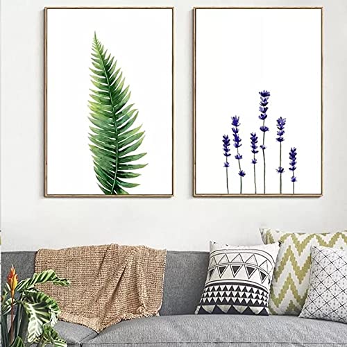 Affiche fleurs et feuilles sur toile indéchirable 70x100 cm | Set de 2 posters
