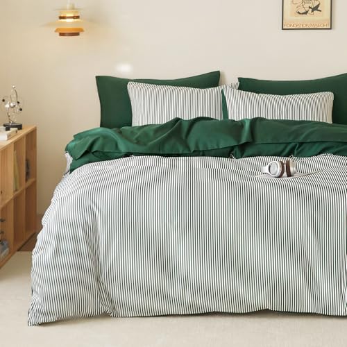 Wake In Cloud - Striped Comforter Set, Ticking Stripe Vertical