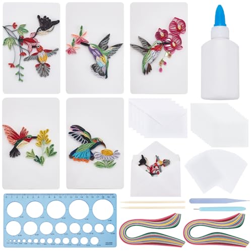 WEBEEDY 20 Set Papier Quilling Kit 5 Stile Kolibris Grußkarten Bastelset Mit Anleitung Für Erwachsene Anfänger Handgemachte Tier Quilling Karte Zum Geburtstag Urlaub Hochzeit Muttertag