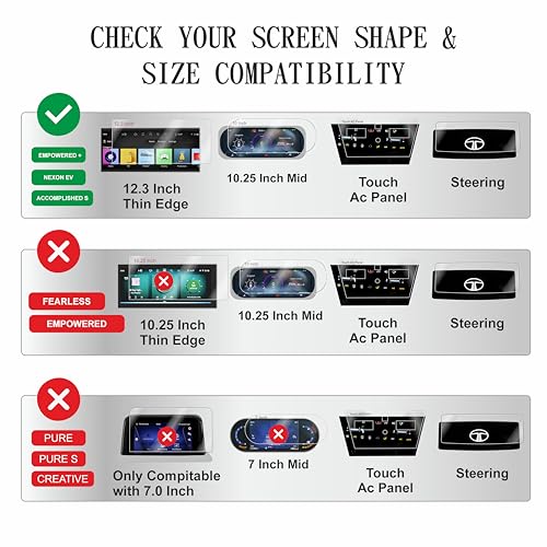 Image of OHAYO 5 Pack Screen Protector for Tata Nexon EV 2023 Facelift Empowered+ | 12.3 inch Infotainment, Steering Controls, Instrument Cluster, AC Panel & Gear Knob Protection | 9H Hardness, Military Strength, Scratch Resistant, Bubble-Free, Not Tempered Glass